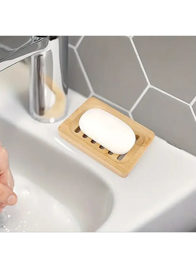 Square Wooden Soap Dish With Self Draining Tray For Shower Bathroom And Kitchen - Image 4