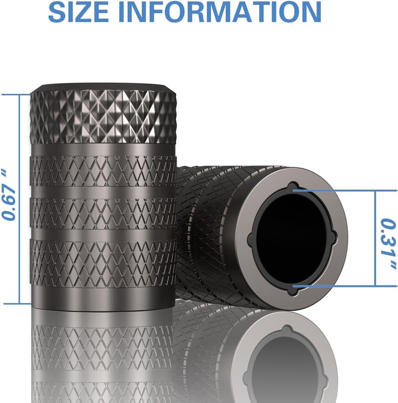 CKAuto Tire Valve Stem Caps, Grey, 4 pcs/Pack, Anodized Aluminum Tire Valve Cap Set, Corrosion Resistant, Universal Stem Covers for Cars Trucks Motorcycles SUVs and Bikes - Image 4