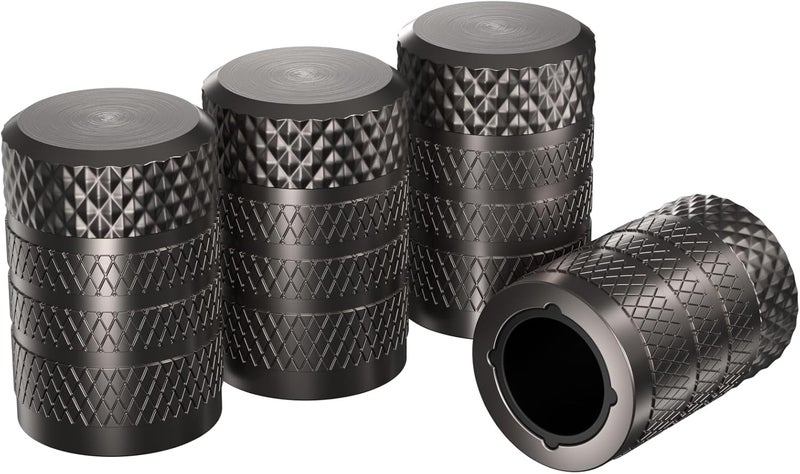 CKAuto Tire Valve Stem Caps, Grey, 4 pcs/Pack, Anodized Aluminum Tire Valve Cap Set, Corrosion Resistant, Universal Stem Covers for Cars Trucks Motorcycles SUVs and Bikes - Image 1