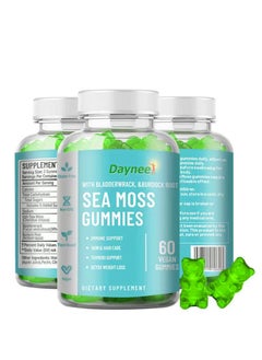 Daynee Organic Sea Moss Gummies Weight Loss Thyroid Health High Immunity Support Detox and Cleanse with Organic Bladderwrack  Burdock Root and Apple Cider Vinegar Supplement 60 Gummies Pack of 1  - Image 1