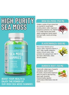 Daynee Organic Sea Moss Gummies Weight Loss Thyroid Health High Immunity Support Detox and Cleanse with Organic Bladderwrack  Burdock Root and Apple Cider Vinegar Supplement 60 Gummies Pack of 1  - Image 4