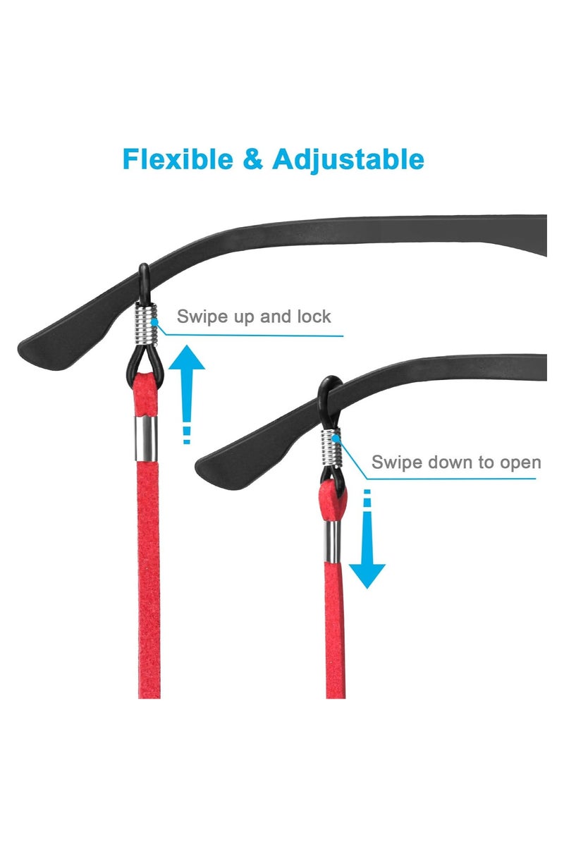 خاجول 5 قطع من أحزمة النظارات الجلدية الفاخرة، سلاسل النظارات المضادة للانزلاق، أشرطة تثبيت النظارات القابلة للتعديل، حامل حزام النظارات الشمسية الرياضية للرجال والنساء - Image 3