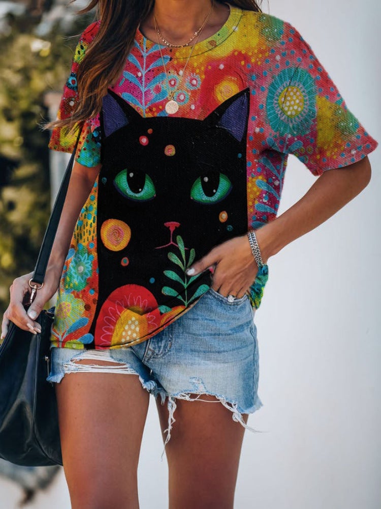 3D Printed Short-sleeved T-shirt Women's 2021 Summer Korean Style New Women's T-shirt - Image 1