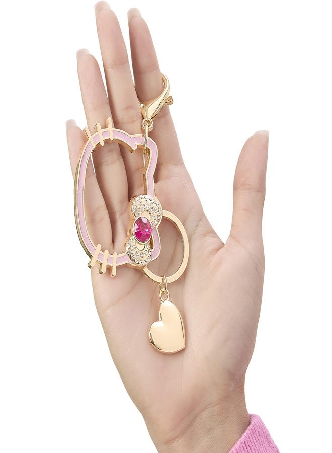 SALLY ROSE Hello Kitty Keychain for Women Official License, Gold-Tone Pink Outline Sanrio Backpack Charm with Crystals (Gold Pink) - Image 3