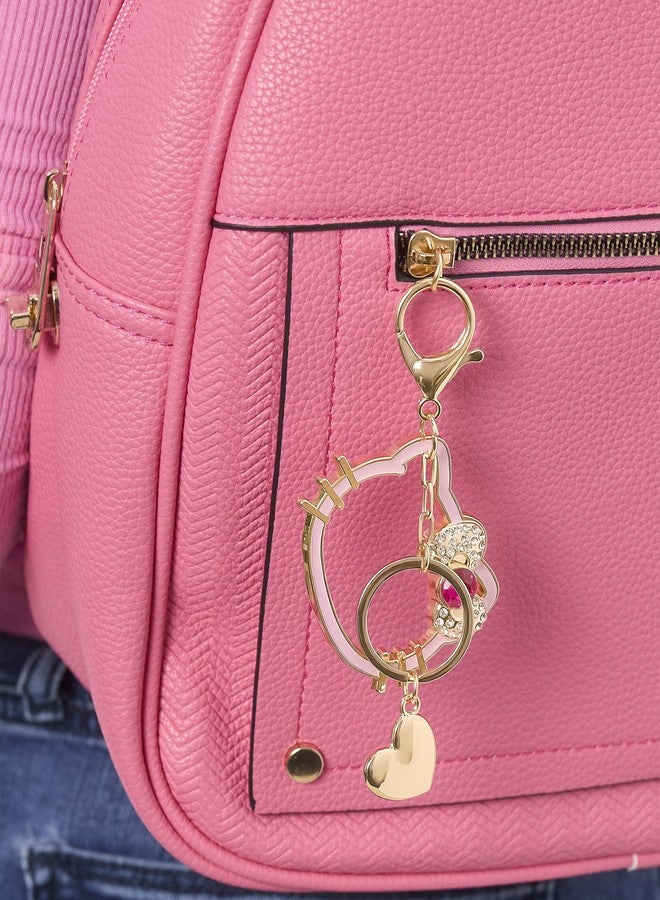 SALLY ROSE Hello Kitty Keychain for Women Official License, Gold-Tone Pink Outline Sanrio Backpack Charm with Crystals (Gold Pink) - Image 2