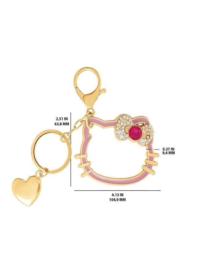 SALLY ROSE Hello Kitty Keychain for Women Official License, Gold-Tone Pink Outline Sanrio Backpack Charm with Crystals (Gold Pink) - Image 4