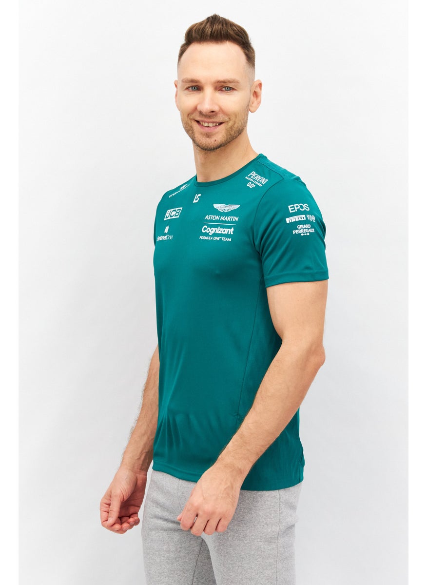 Aston Martin Men Crew Neck Short Sleeve Printed T-Shirt, Green  - Image 4