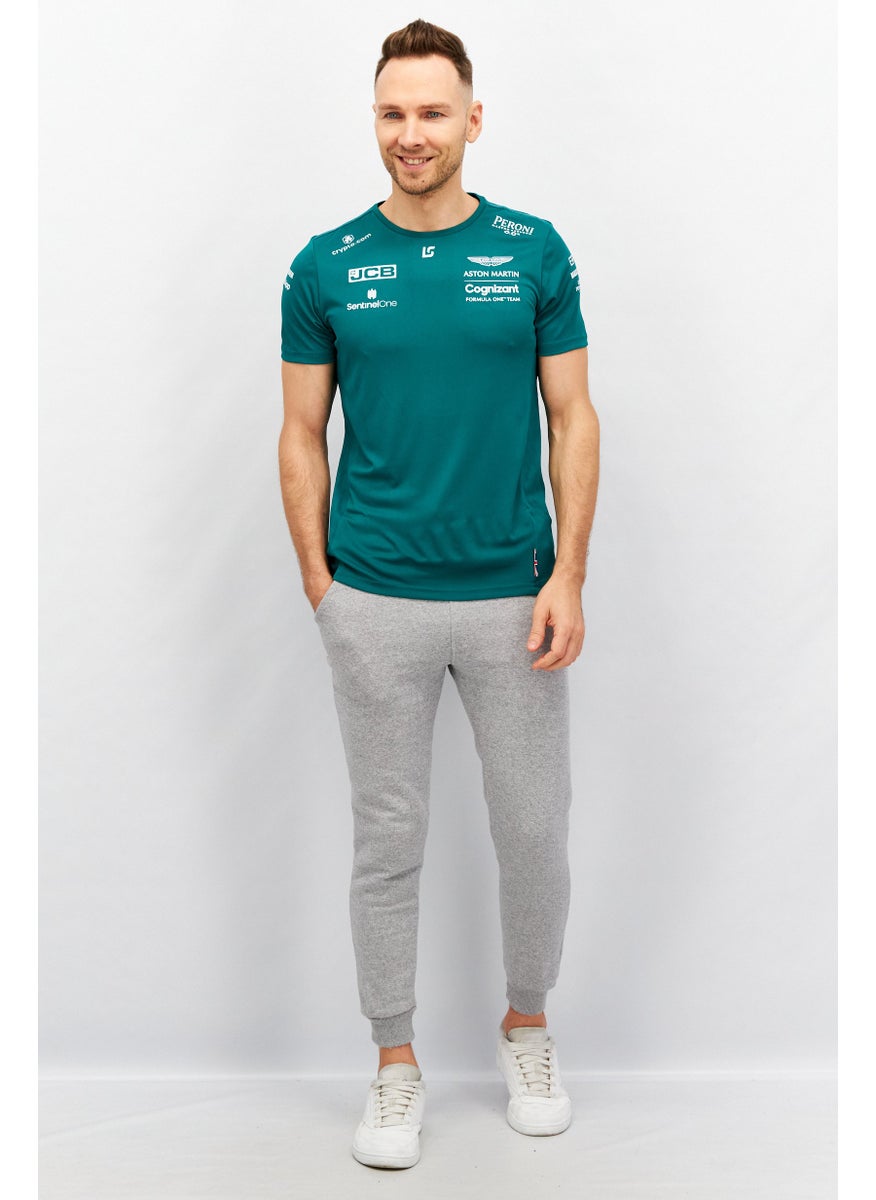 Aston Martin Men Crew Neck Short Sleeve Printed T-Shirt, Green  - Image 2