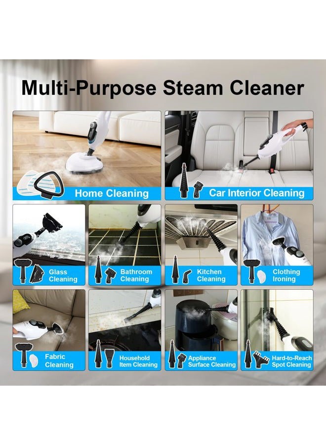 McovaringMee 11-in-1 Steam Mop, 1550W Powerful Handheld Steam Cleaner, 260°F Multi-Functional Floor Steamer with 21.3FT Cord for Floors, Hardwood, Tiles, Grout, Windows, Kitchen, Bath, Adjustable (Grey) - Image 5