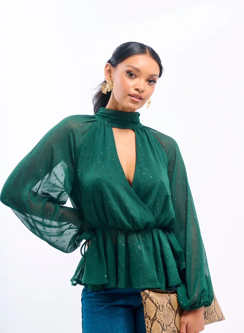 Needs No Label  Sparkly Green Wrap Top for Women | Best Price UAE