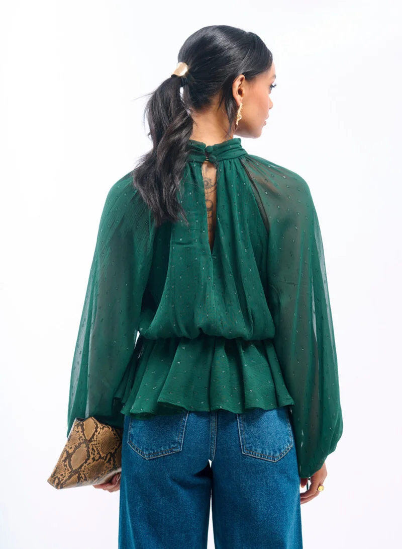 Needs No Label  Sparkly Green Wrap Top for Women | Best Price UAE