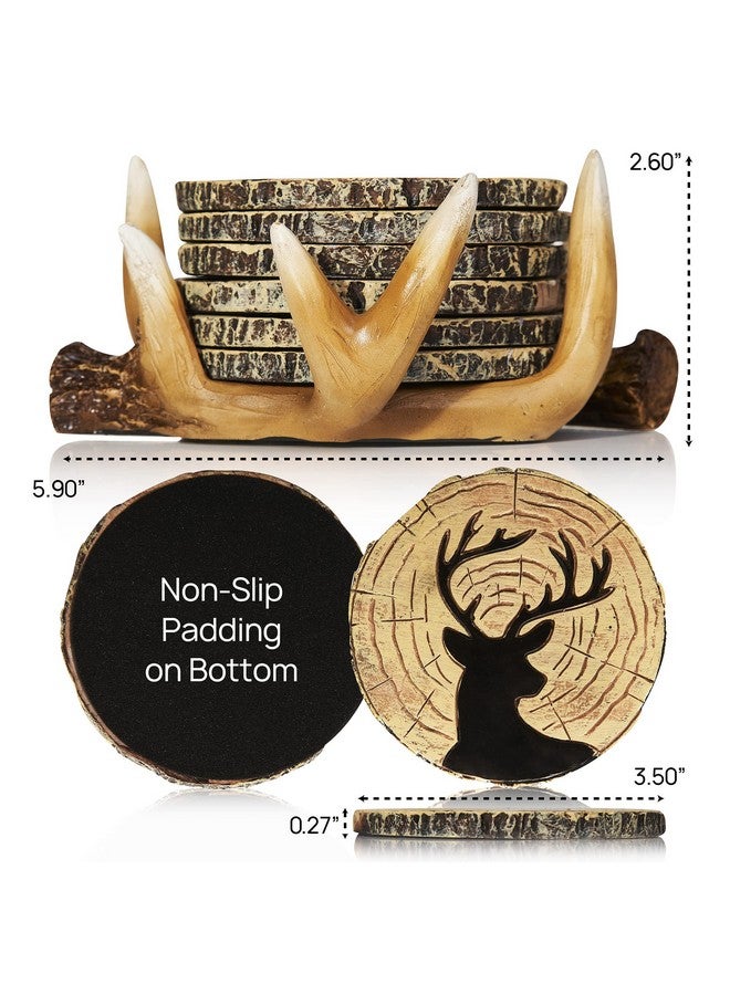 Cabin Obsession Deer Antler Coasters - 6 Full Size Rustic Coasters for Log Cabin Decor - Hunting Decor, Deer Antler Décor - Image 2