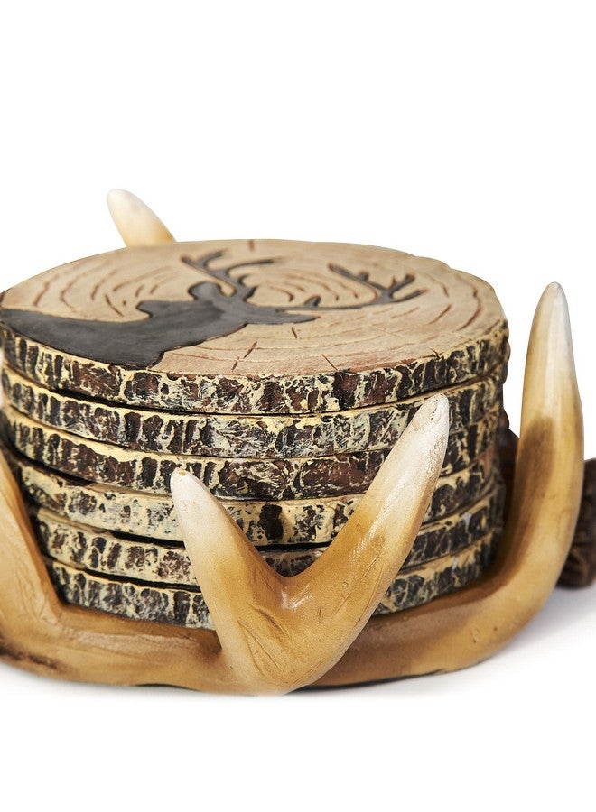 Cabin Obsession Deer Antler Coasters - 6 Full Size Rustic Coasters for Log Cabin Decor - Hunting Decor, Deer Antler Décor - Image 3