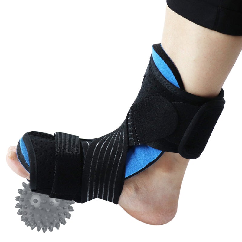 Night Splint Foot Ankle Brace for Sleep Support Plantar Fasciitis Recovery Orthotic Support with Spiky Massage Ball - Image 1