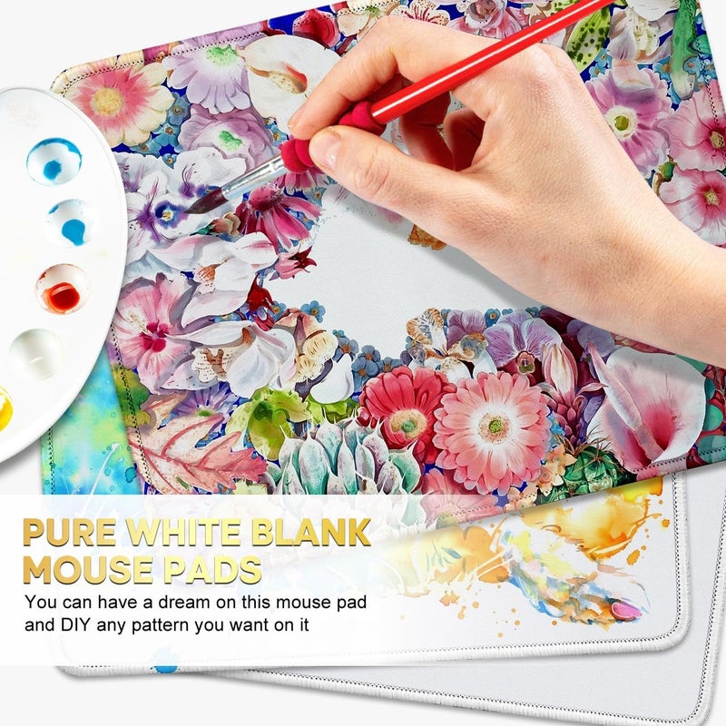JIKIOU 3 Pack Mouse Pad with Stitched Edge, Comfortable Mouse Pads with Non-Slip Rubber Base, Washable Mousepads Bulk with Lycra Cloth, Mouse Pads for Computers Laptop Mouse 10.2x8.3in Blank White - Image 2