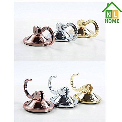 NL HOME أقواس قوية من NL HOME لتعليق الزهور للنوافذ أو الأبواب الزجاجية، عبوة 4 قطع من خطافات الشفط القوية، ذهبية عتيقة - Image 5
