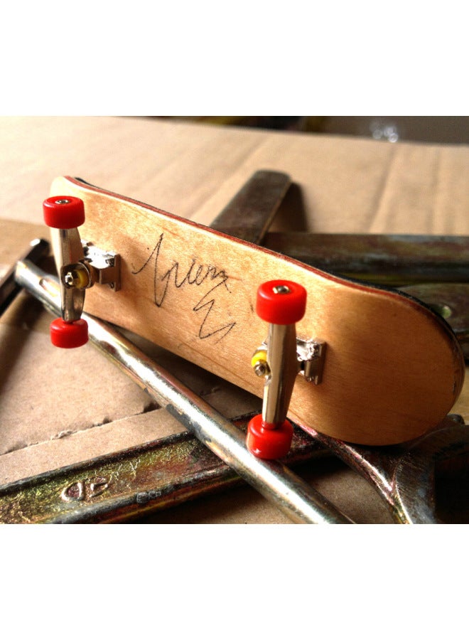 Professional Type Bearing Wheels Pu Anti-slip Pads Maple Finger Skateboard Novel Desktop Children's Toy Accessories Complete-Color:Red  - Image 1