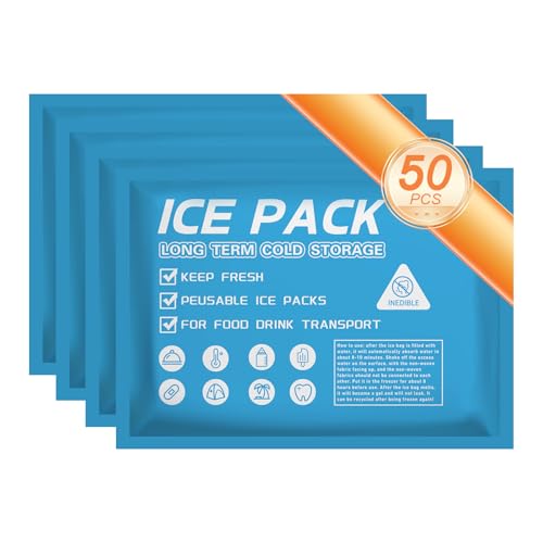 Lagincig 50PCS Ice Packs for Coolers Shipping Lunch Box Cold Cooler Bag Long Lasting Reusable Ice Pack Gel Freezer Packs for Camping Beach Fishing Shipping Food - Image 1