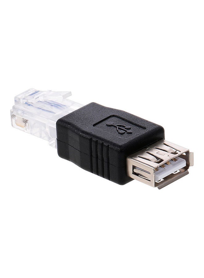 NIBEMINENT USB To RJ45 USB2.0 Female Ethernet Male Plug Adapter Connector Black - Image 1