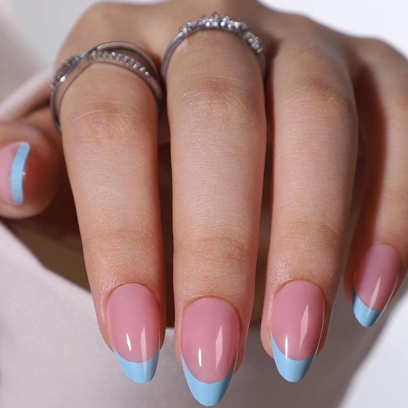 CTTHNBD 6 Packs (144 Pcs) Press on Nails - Almond, French Tip, Medium, Glue on, Gel False Nails for Women - 12 Sizes, 6 Styles - Image 5
