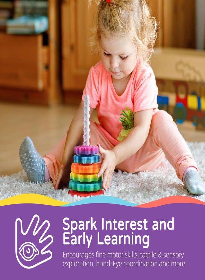 LiKee Portable Fidget Spinning Stacking Toys for Baby 18+ Months, Toddlers 1-3, Kids, Adult, Rainbow Tower Montessori Toys for Travel, Autism Sensory Learning Toy and Stress Relief - Image 5