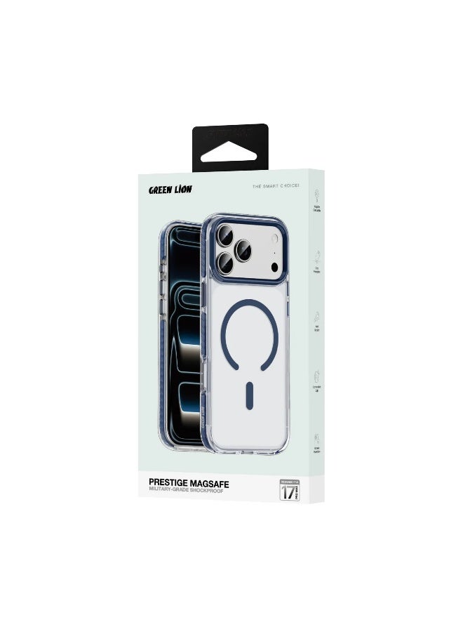 GREEN LION iPhone 17 Pro MagSafe Case Prestige with High Grade Shockproof & PC-TPU Hybrid Build / Metal Buttons / Camera Protection / Comfortable Grip / Anti-Scratch Back Cover / Drop Protection / Anti Fingerprint - Blue - Image 4