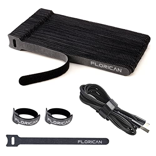 FLORICAN Cable Organiser, Cord Management System for PC, TV, Home Theater, Speaker & Cables, Reusable Cable Organizer for Desk, WFH Accessories, Reusable Cable Ties Strap (10 Pcs) - Image 2