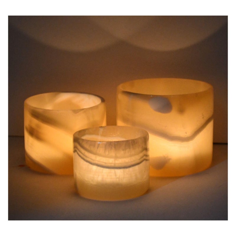 CraftsOfEgypt حامل شموع من الألباستر الفردي متين لحامل الشموع الشفافة لخلق توهج مهدئ مثالي للإضاءة المحيطة هدايا إضاءة دافئة بأحجام متعددة