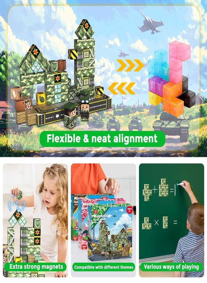 Annexfun Magnetic Blocks-100PCS Military Building Blocks Set, Kids Classroom Sensory Toy for Toddlers STEM Learning, Construction Stacking Toy for Kids 3+ Boys and Girls Christmas Birthday Gifts Toys - Image 5