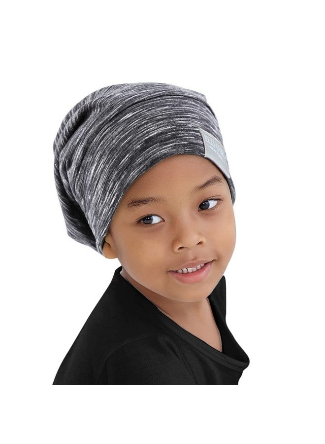 ELIHAIR Kids Beanie Sleep Hats Bonnet For Night Sleeping Cap Silky Lined Satin Bonnet With Adjustable Elastic Band For Teens Toddler Child Natural Curly Frizzy Hair Cover(Grey Pale)  - Image 5