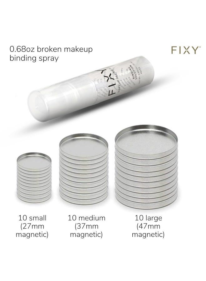 FIXY Ultimate Makeup Refill Kit: Includes 30 Round Empty Magnetic Pans & a Powder Binder Spray | Repurpose your Eyeshadow, Blush, Bronzer, Highlighter & More | Vegan & Cruelty-Free - Image 3