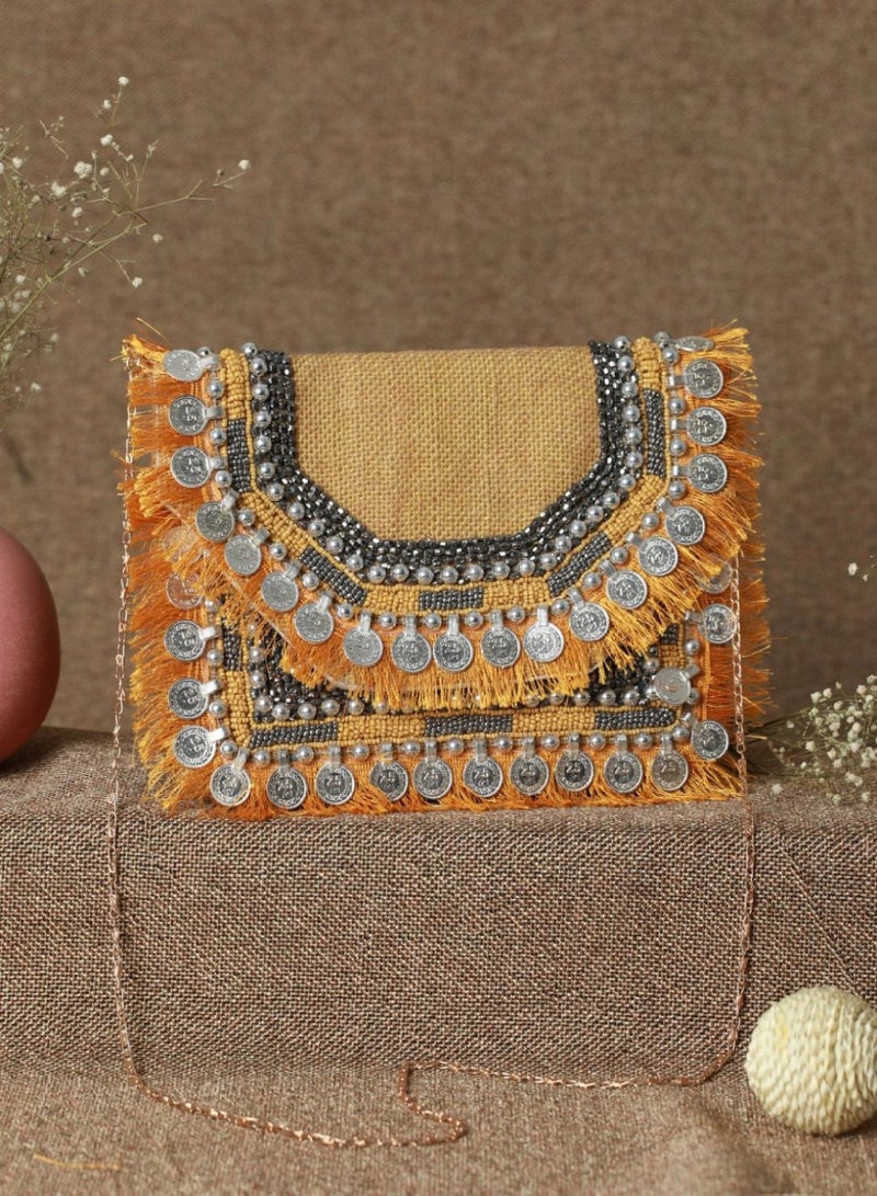 Priyaasi Mustard Embellished Structured Sling Bag  - Image 1
