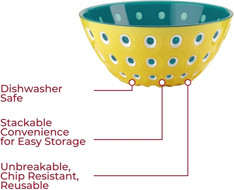 Guzzini Le Murrine 79 Bowl Yellow Blue 3 Color Technology Chip Resistant Unbreakable Reusable BPAFree Cereal Soup Fruits Mixing Bowl for Kitchen Ingredients - Image 3