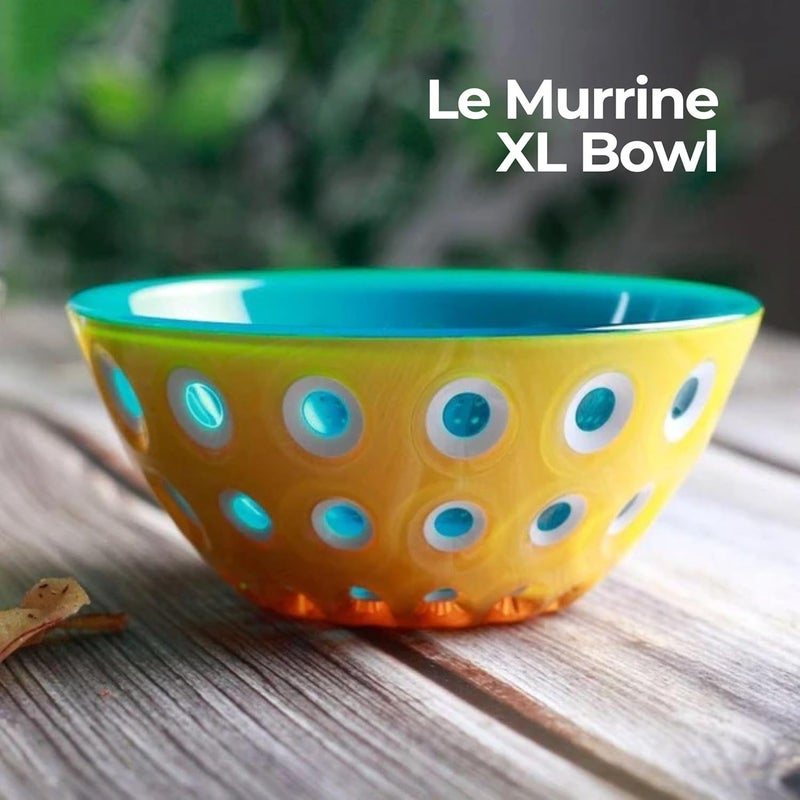 Guzzini Le Murrine 79 Bowl Yellow Blue 3 Color Technology Chip Resistant Unbreakable Reusable BPAFree Cereal Soup Fruits Mixing Bowl for Kitchen Ingredients - Image 2