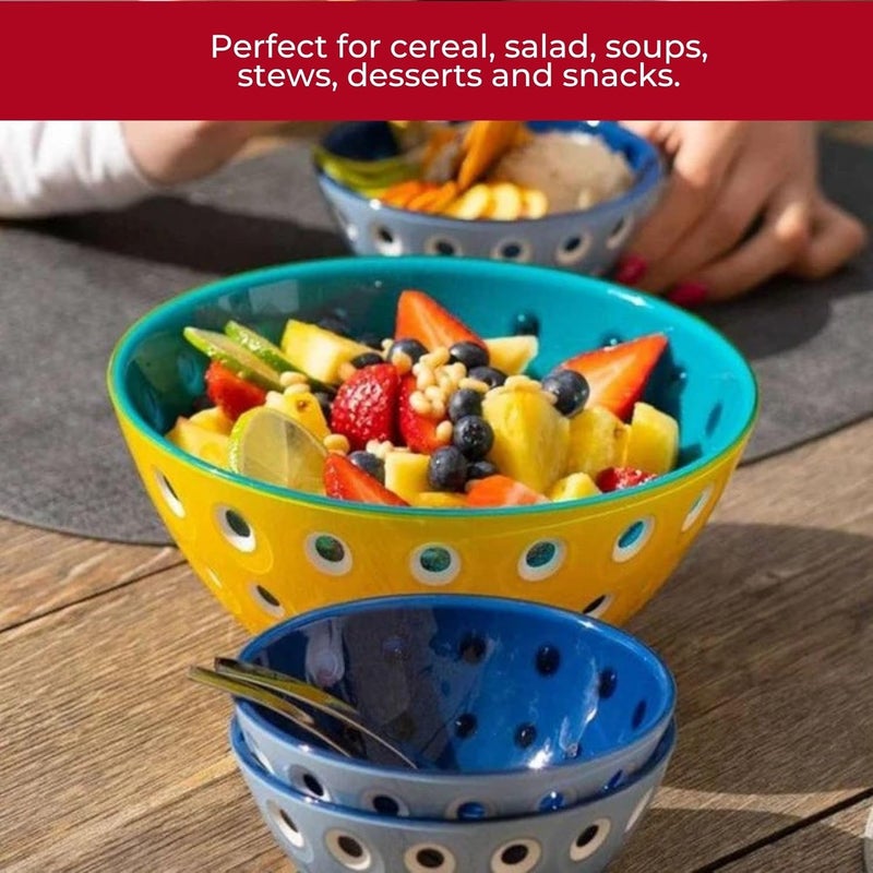 Guzzini Le Murrine 79 Bowl Yellow Blue 3 Color Technology Chip Resistant Unbreakable Reusable BPAFree Cereal Soup Fruits Mixing Bowl for Kitchen Ingredients - Image 4
