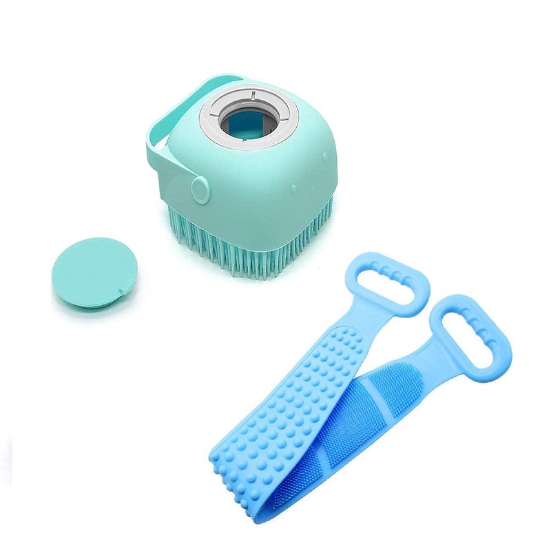 AHCS Bath brush Double Side Bathing Brush Silicone Body Back Scrubber Double Side Bathing Brush For Skin Deep Cleaning Massage Dead Skin Removal Exfoliating Belt For Shower Body Wash Brush 2 Pcs - Image 1