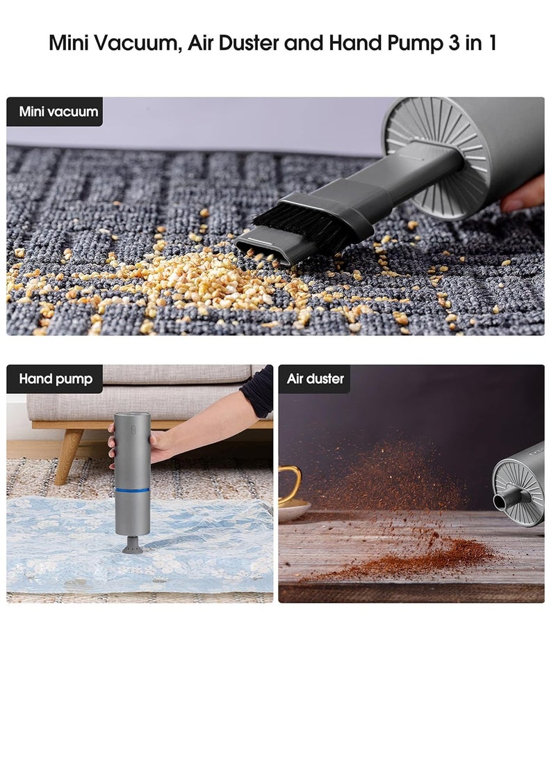 KASTWAVE Mini Vacuum, Air Duster and Hand Pump 3 in 1, Cordless Handheld Vacuum, USB Rechargeable, Easy to Clean Desktop, Keyboard, Drawer, Car Interior and Other Crevices, Small Spaces - Image 2