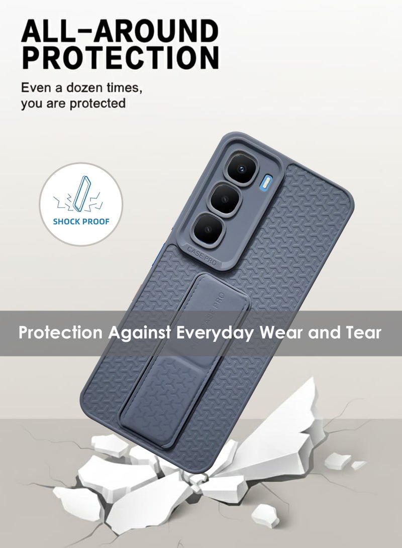 Infinix Hot 60 5G Hand Grip Case Cover - Magnetic Hand Grip Holder & Kickstand - Strong Grip for Magnetic Car Holder, Stylish Silicone Case & Functional, Ultimate Convenience & Hands-Free Viewing - Grey - Image 3