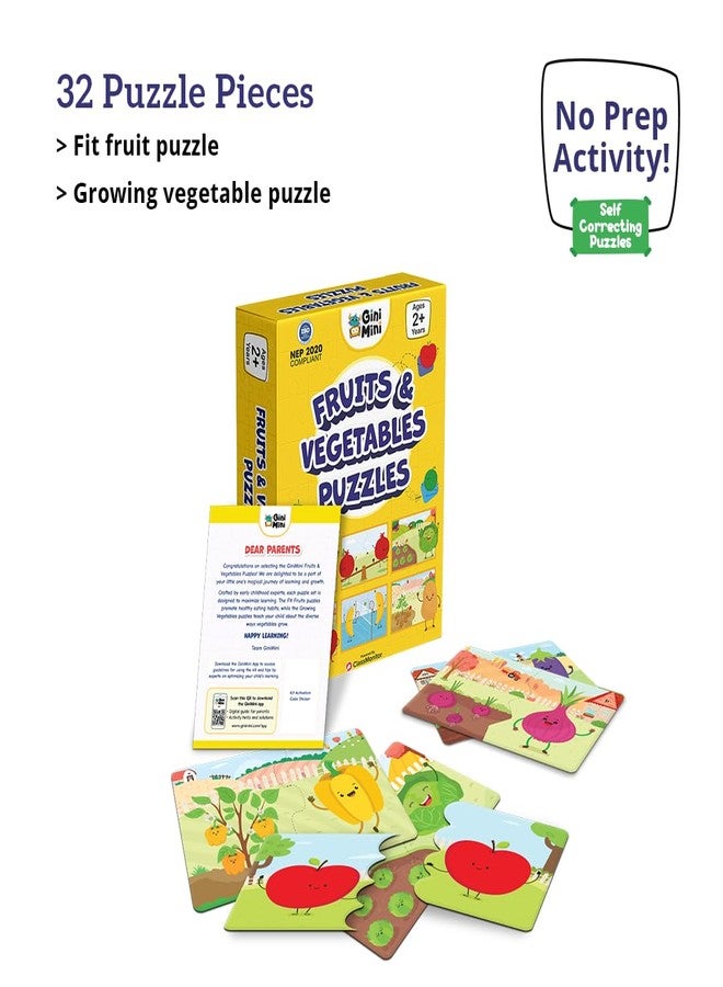 GiniMini Combo Set of 4 Jigsaw Puzzles for Kids | 2-Piece Animals, Transport, Fruits & Vegetables Puzzles | Educational Toy for Cognitive Development | Fine-Motor Skills | Age 1, 2 & Above - Image 5