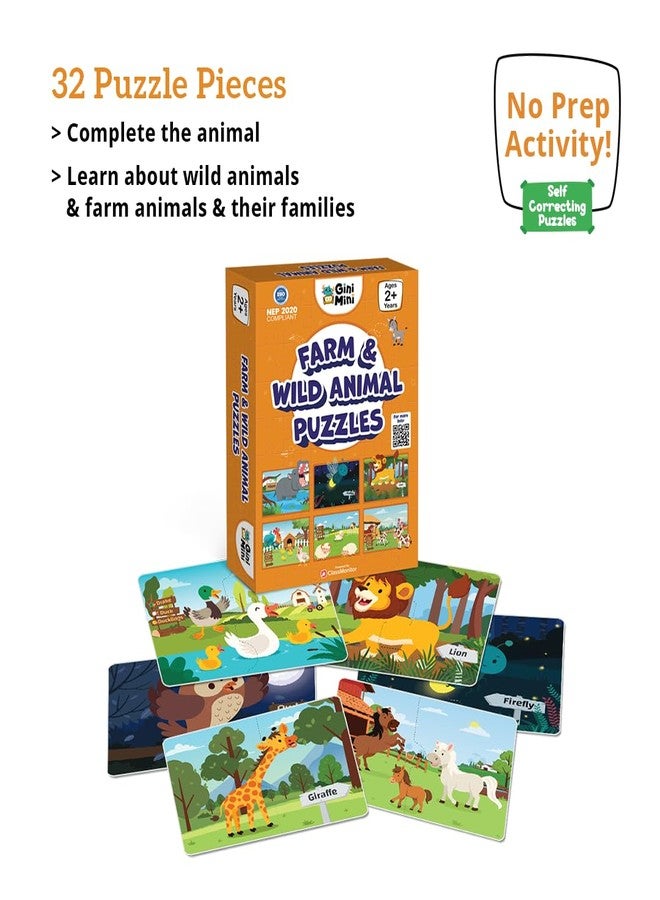 GiniMini Combo Set of 4 Jigsaw Puzzles for Kids | 2-Piece Animals, Transport, Fruits & Vegetables Puzzles | Educational Toy for Cognitive Development | Fine-Motor Skills | Age 1, 2 & Above - Image 4