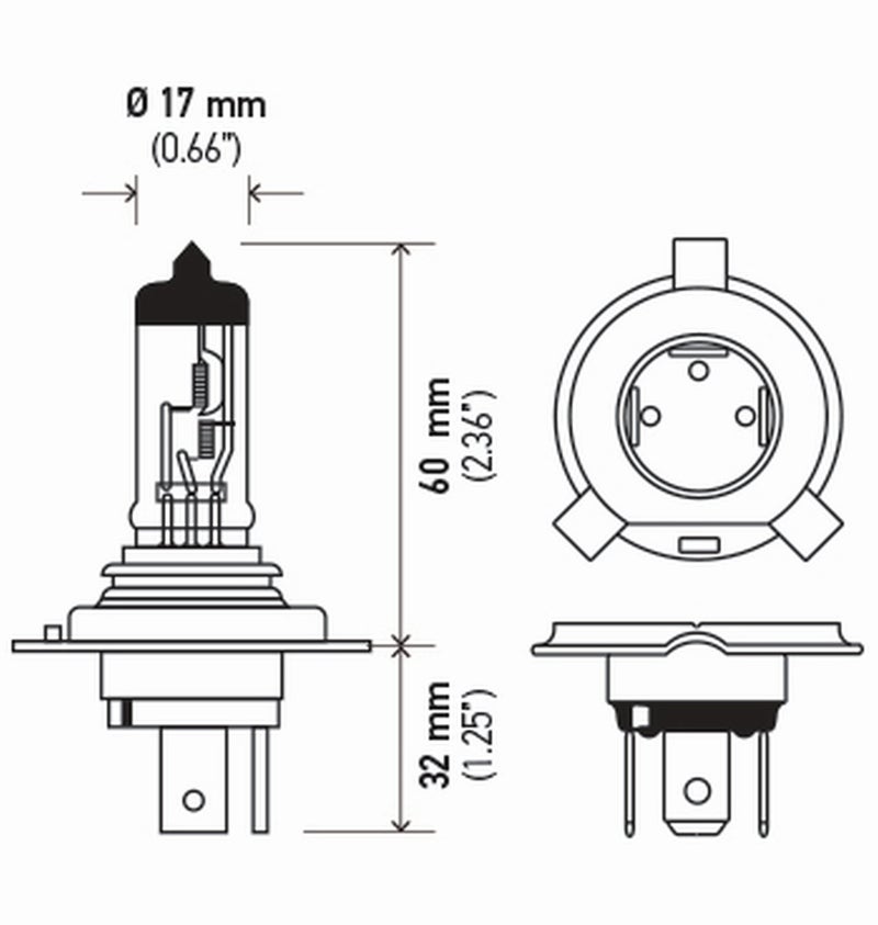 Hella H4P50TB + 50% Performance H4 Bulbs, 12V, 60/55W, Pack of 2 | Filament | Silver - Image 2