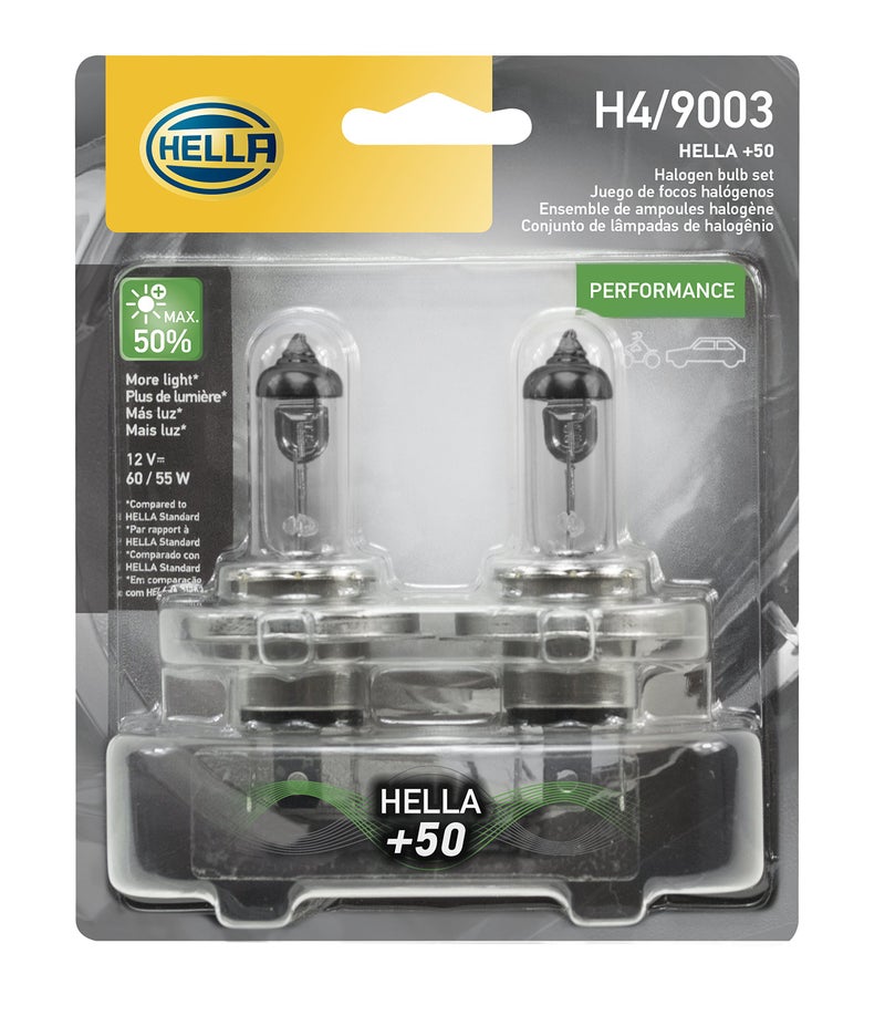 Hella H4P50TB + 50% Performance H4 Bulbs, 12V, 60/55W, Pack of 2 | Filament | Silver - Image 3