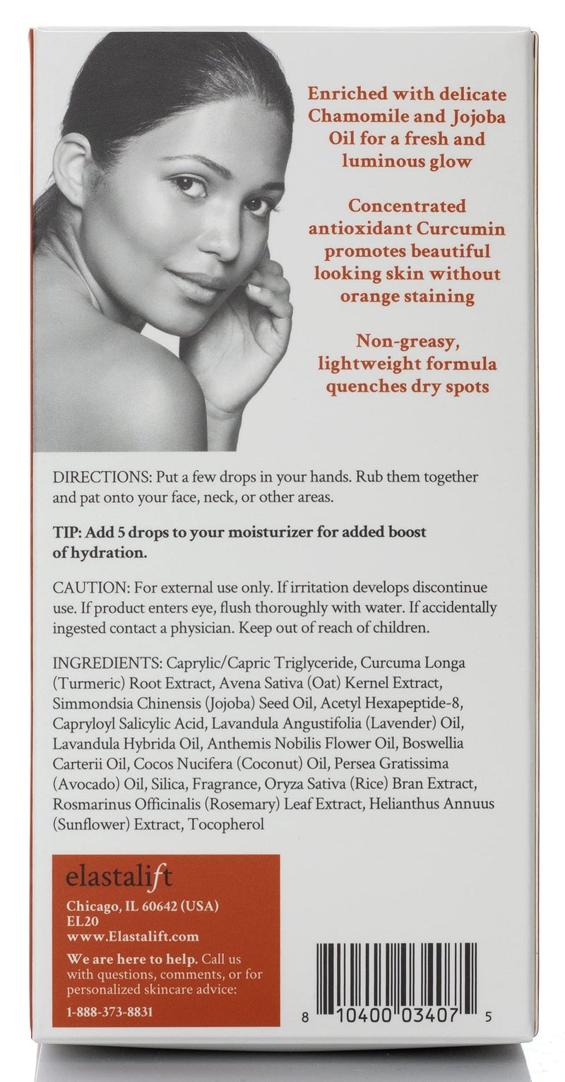 Elastalift Turmeric Oil Facial Skin Care Serum For Face. Antioxidant Moisturizer Skincare Serum Formula W/Rose Extract & Jojoba Oil For Dry Skin, Redness, & Skin Blemishes, 1.8 Fl Oz - Image 3