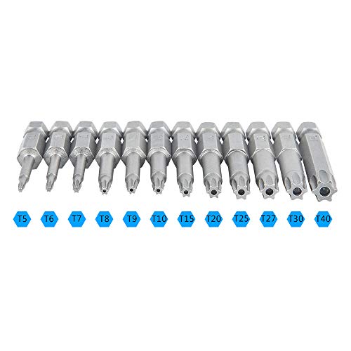 DanziX 12 Pack Torx Head Screwdriver Bit Set,DanziX 1/4 inch Hex Shank T5-T40 S2 Steel Security Tamper Proof Star 6 Point Screwdriver Tool Kit with 1 Pack Handle - Image 3