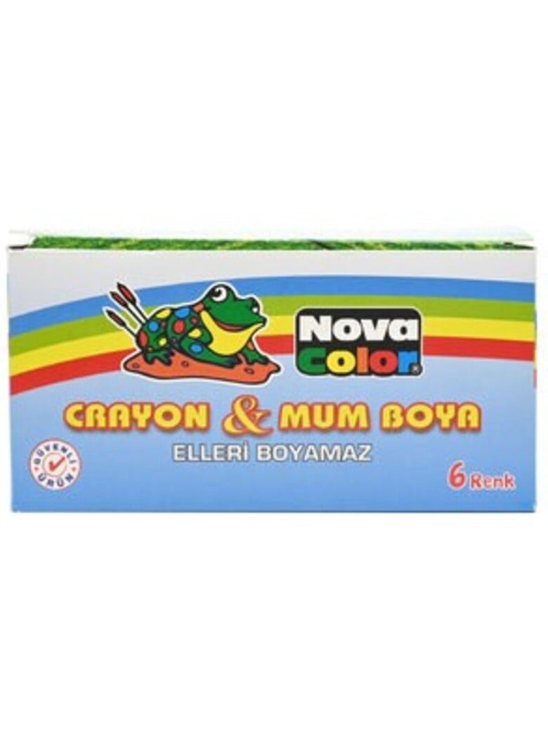 نوفا كولور نوفا كلر مجموعة 6 ألوان شمع (أزرق، أخضر، أصفر، أحمر، بني، أسود) -KRCRNC-1106