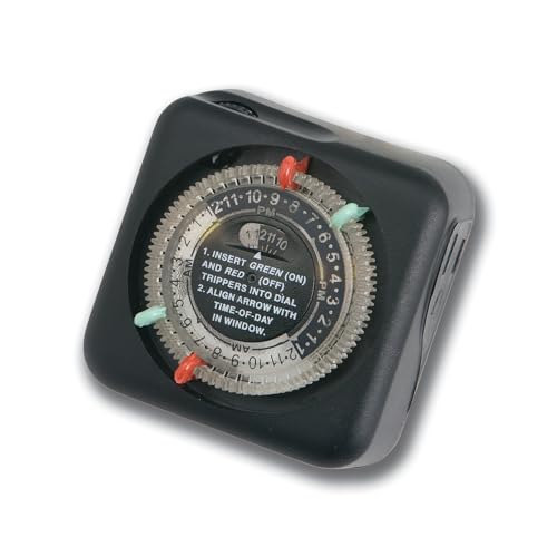 Kichler Outdoor Mechanical Timer with Tradition Pin Setting, Plug-In Landscape Lighting Automation Timer, Black, 15557BK, 3" x 3" x 2.75" - Image 1
