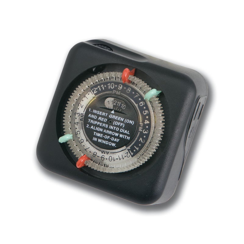 Kichler Outdoor Mechanical Timer with Tradition Pin Setting, Plug-In Landscape Lighting Automation Timer, Black, 15557BK, 3" x 3" x 2.75" - Image 4