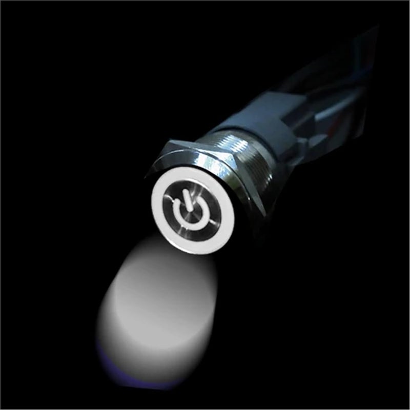 مفتاح ضغط زر دائري 16 ملم أبيض قوي ذاتي القفل 3-6 فولت مقاوم للماء مع ضوء LED دائري - Image 3