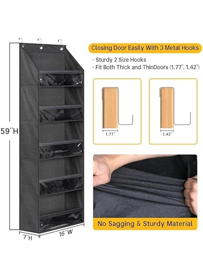 HOOKOR Over Door Hat Racks for Baseball Caps, Clear Deep Pockets Hat Organizer for Closet or Wall Hold 5 Shelves Hat Racks With 3 Hooks Caps Display  - Image 5
