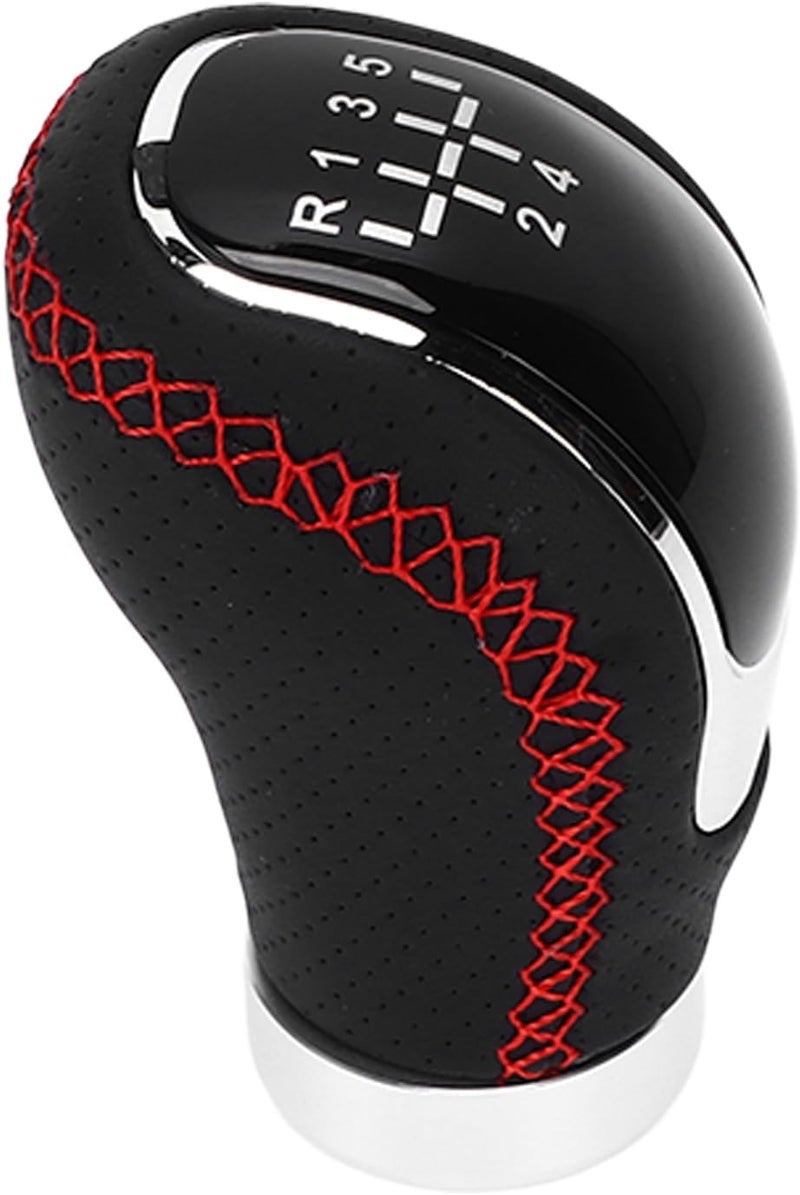 Gear Shift Knob Universal 5/6 Speed Antislip Red Stitching for Manual Gear ABS + Artificial Leather for Car Enthusiasts - Image 1